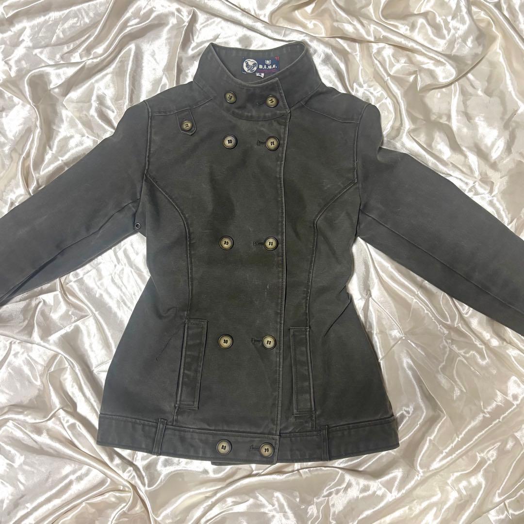 ダークグレー　ミリタリージャケット　トップス　コート　グランジ　y2k