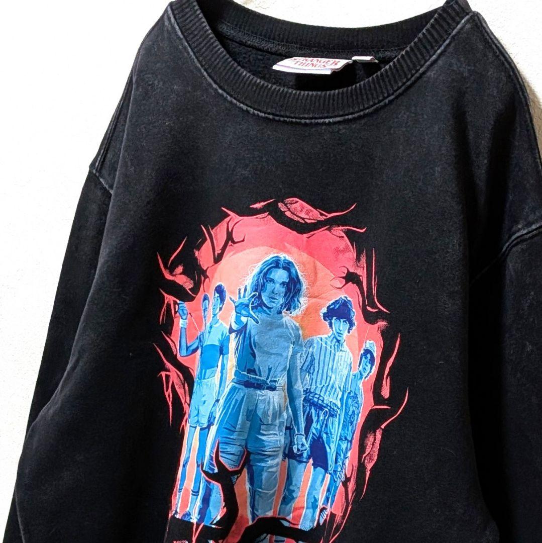 Netflixストレンジャーシングス スウェットトレーナーブラック黒L古着