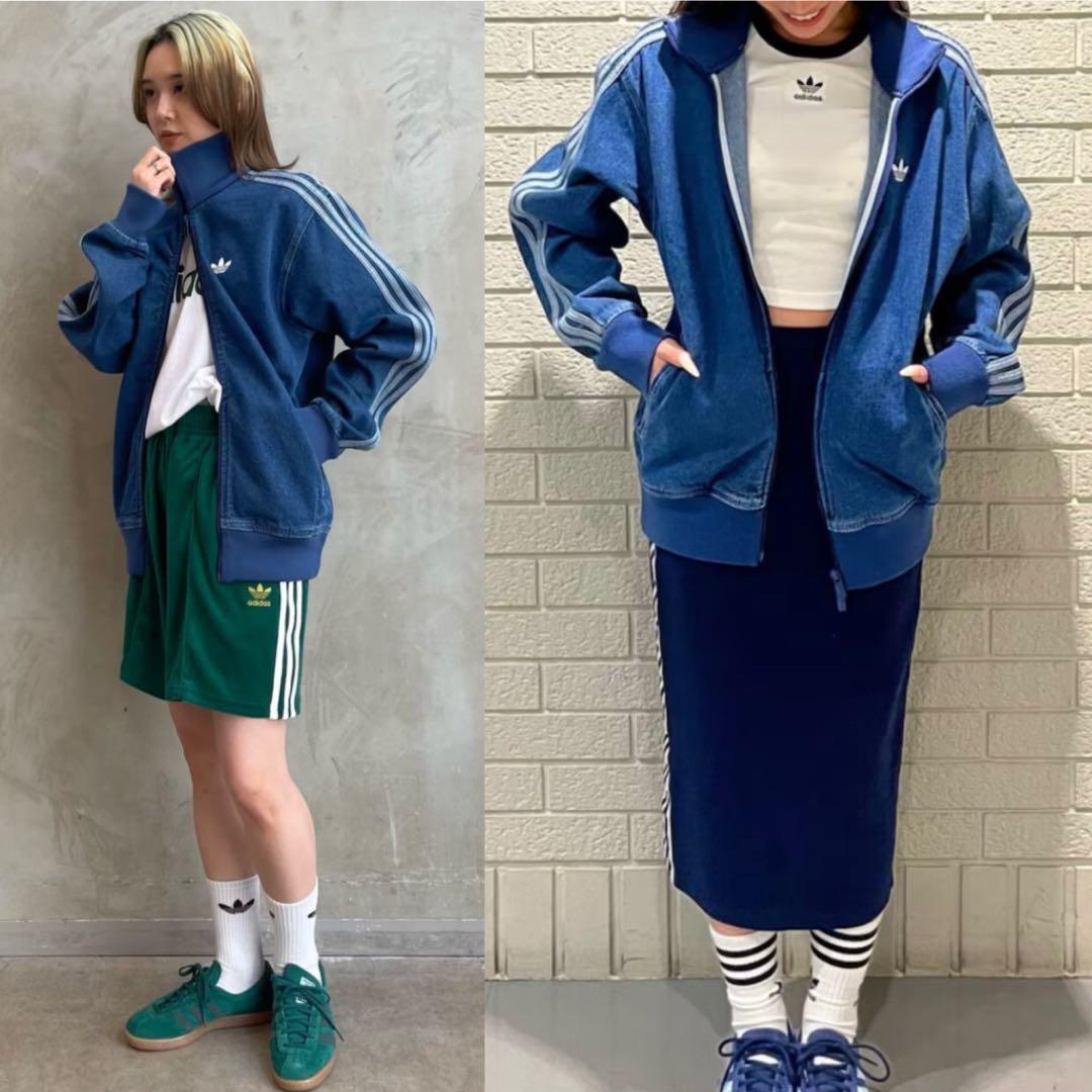 新品⭐️adidas ベロアトラックトップ 茶S & デニムジャケット 青XS