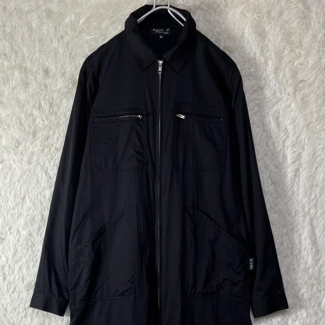 美品 アニエスベーオム ロングコート ジャケット ジップ コットン 日本