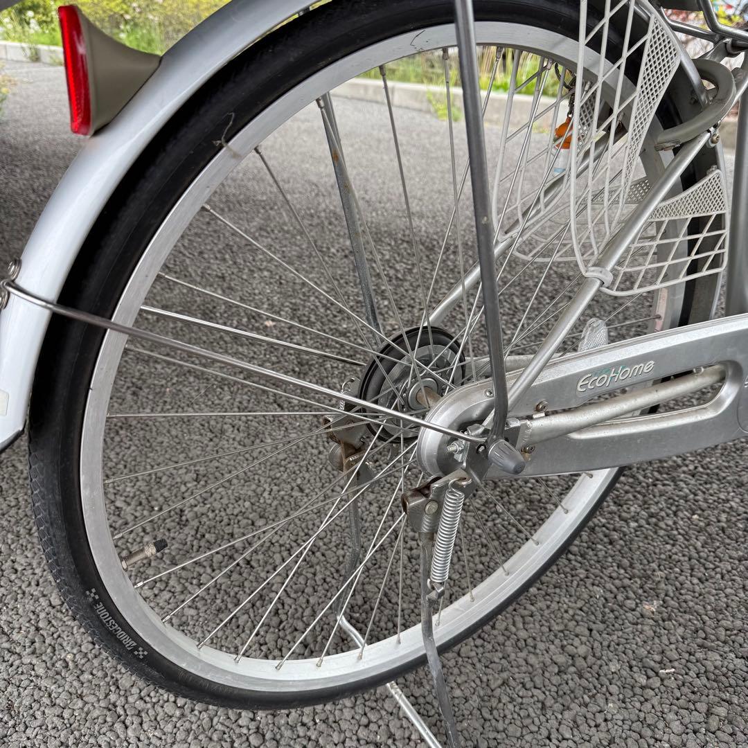 【都内/千葉市引取】ブリヂストン製自転車 26インチ カゴ/鍵/オートライト付