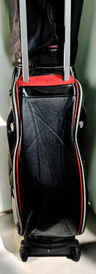 送料無料/超美品CORAGGIO GOLF キャリー付きキャディバッグ 黒/赤