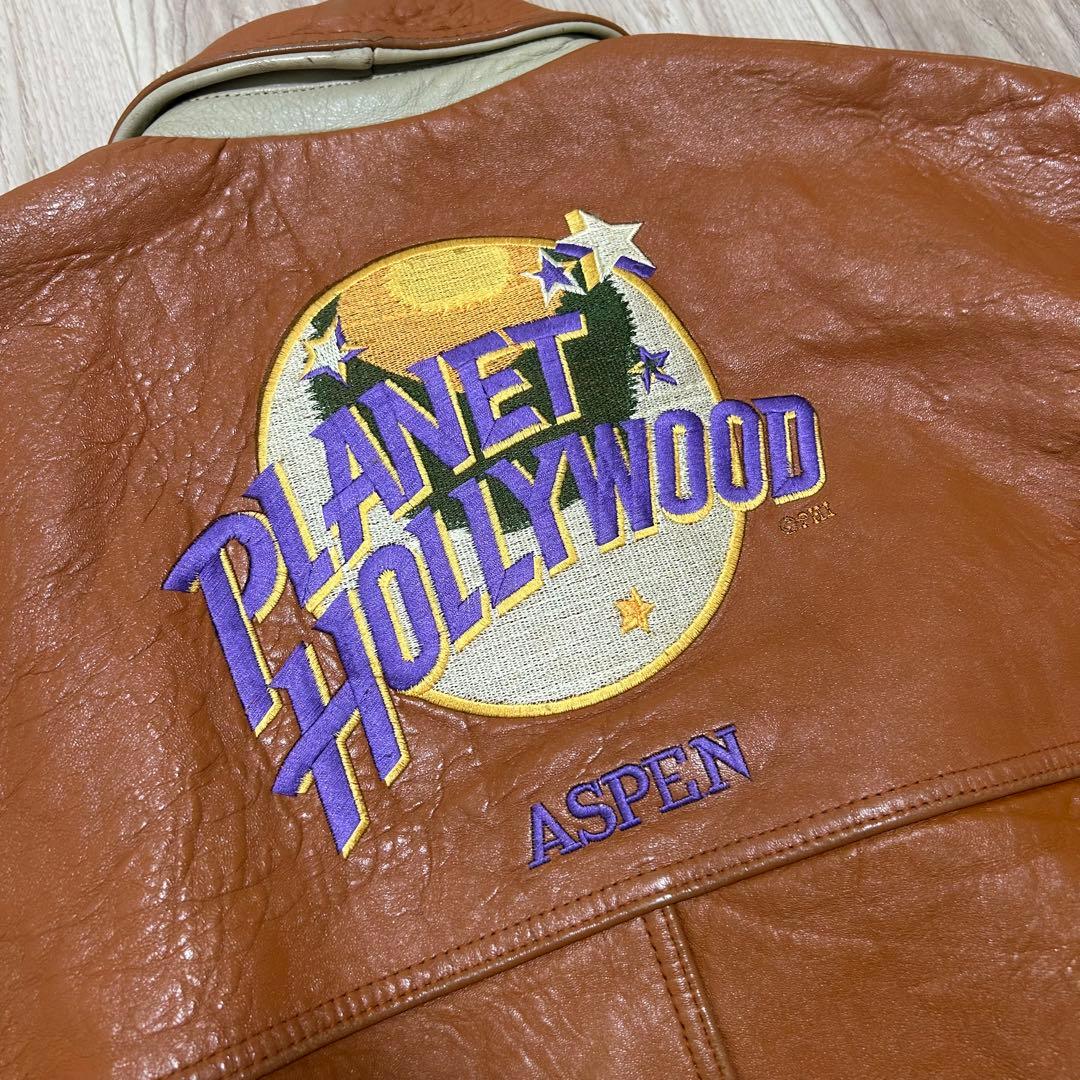 【アメカジ】プラネットハリウッドシカゴ　スタジャン　オールレザー　XL 希少品