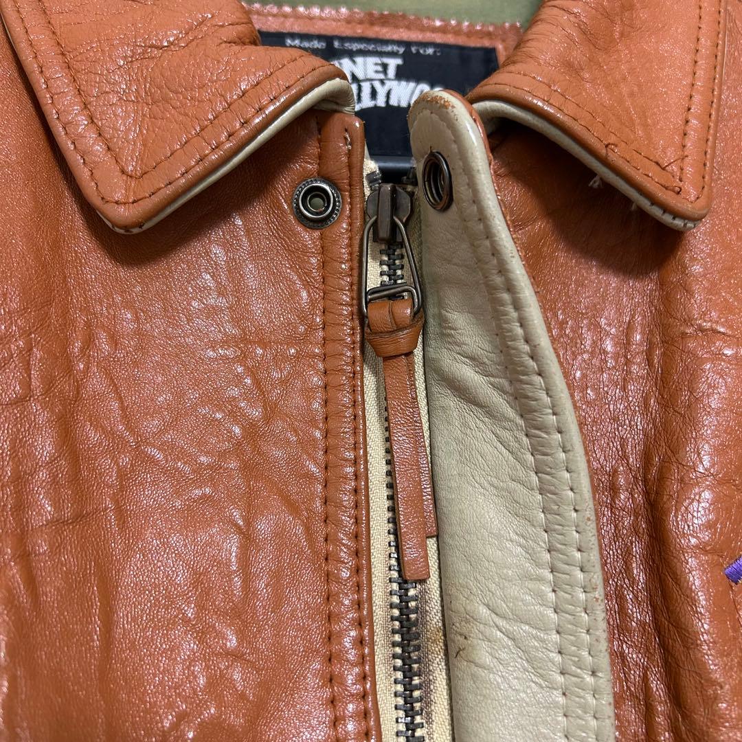 【アメカジ】プラネットハリウッドシカゴ　スタジャン　オールレザー　XL 希少品