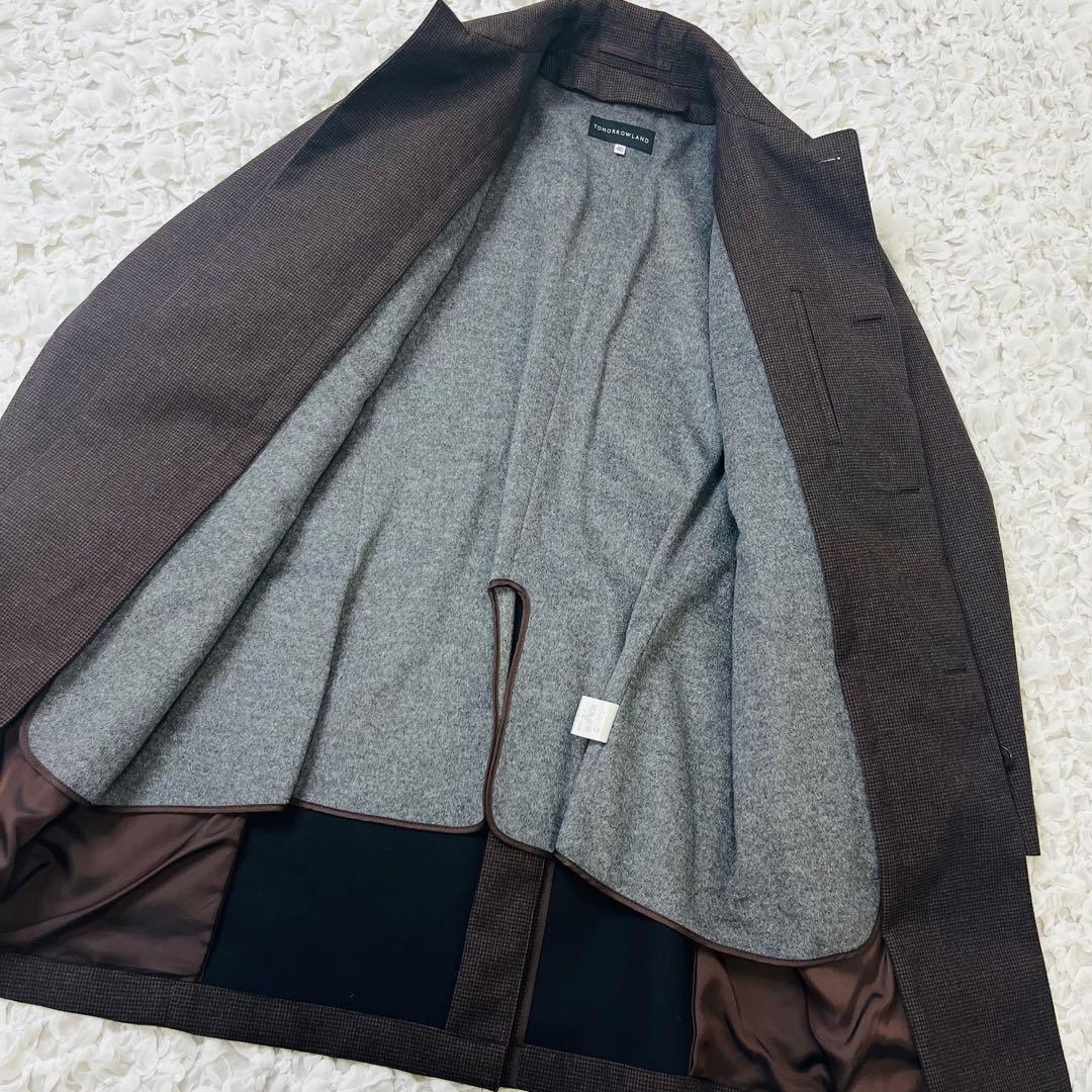 TOMORROWトゥモローランド トレンチ ステンカラーコート千鳥ブラウン48L