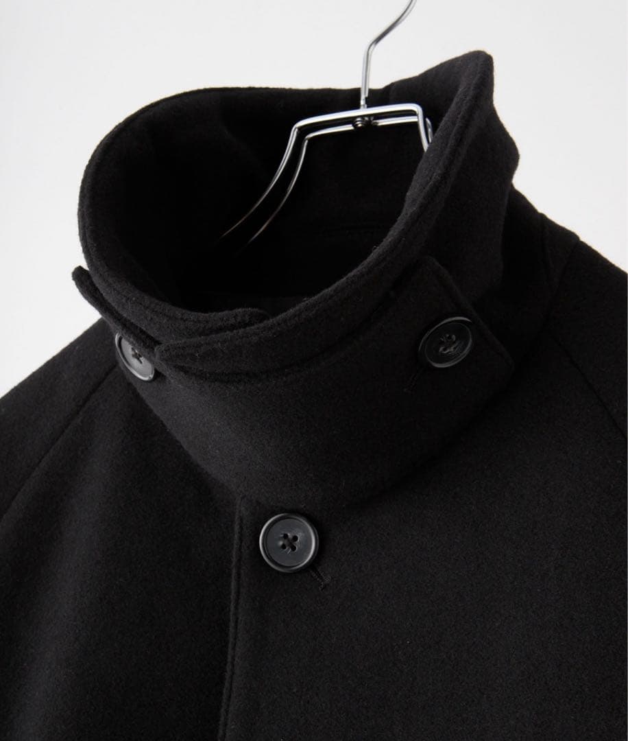 【CLEL】 ウール メルトンステンカラーコート メンズ ブラック