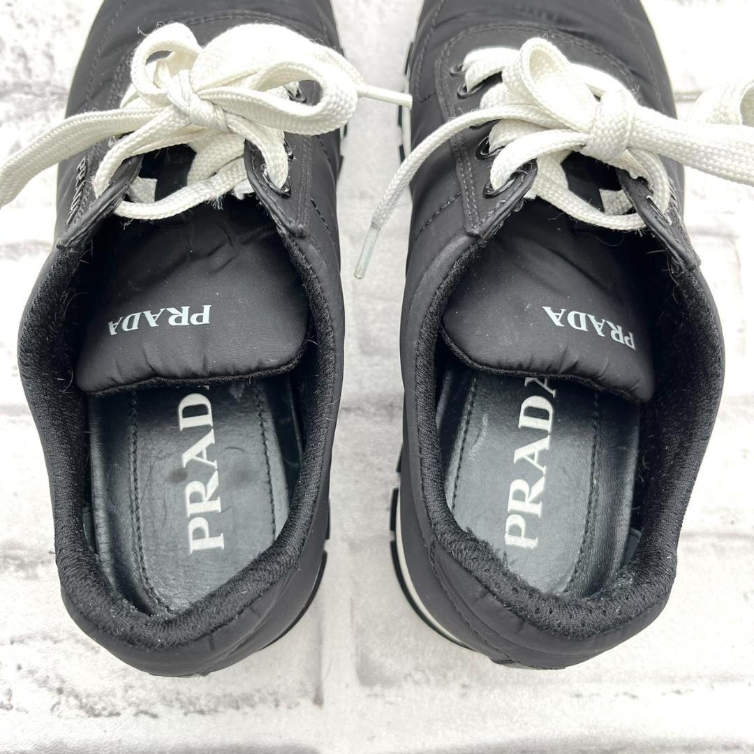 プラダ スニーカー ロゴ金具 ナイロン ブラック 黒 レディース 23.5cm