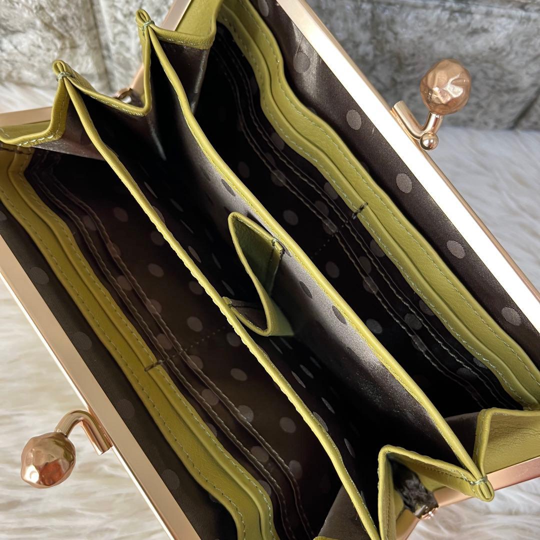 【新品未使用】perche ペルケ　抗菌レザー　型押し　がま口長財布