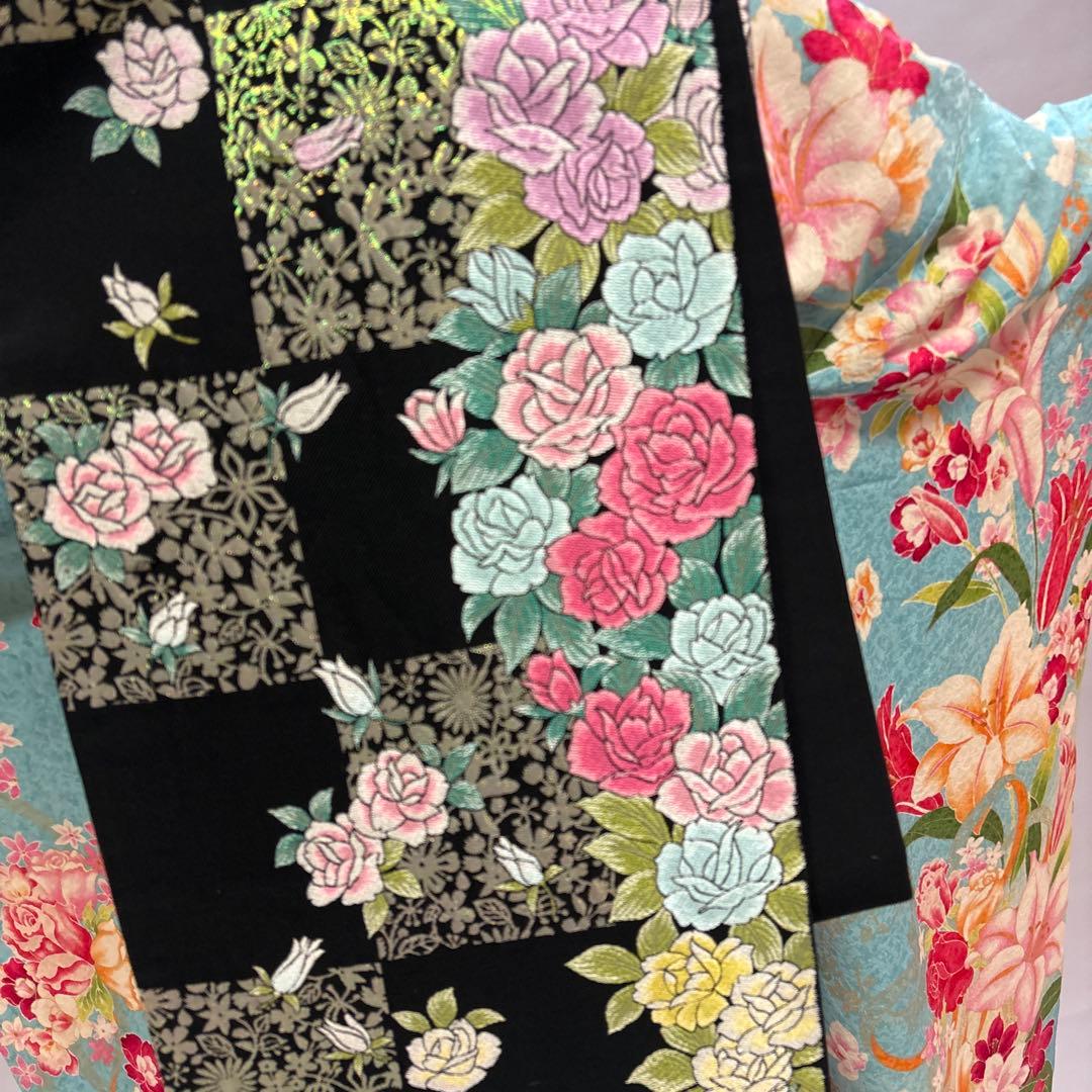 ラメ水色　振袖フルセット　未使用