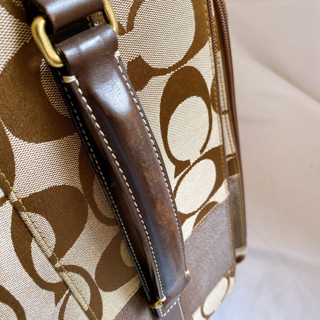 COACH　キャリーケース　スーツケース　2輪　シグネチャー　ブラウン　機内持込