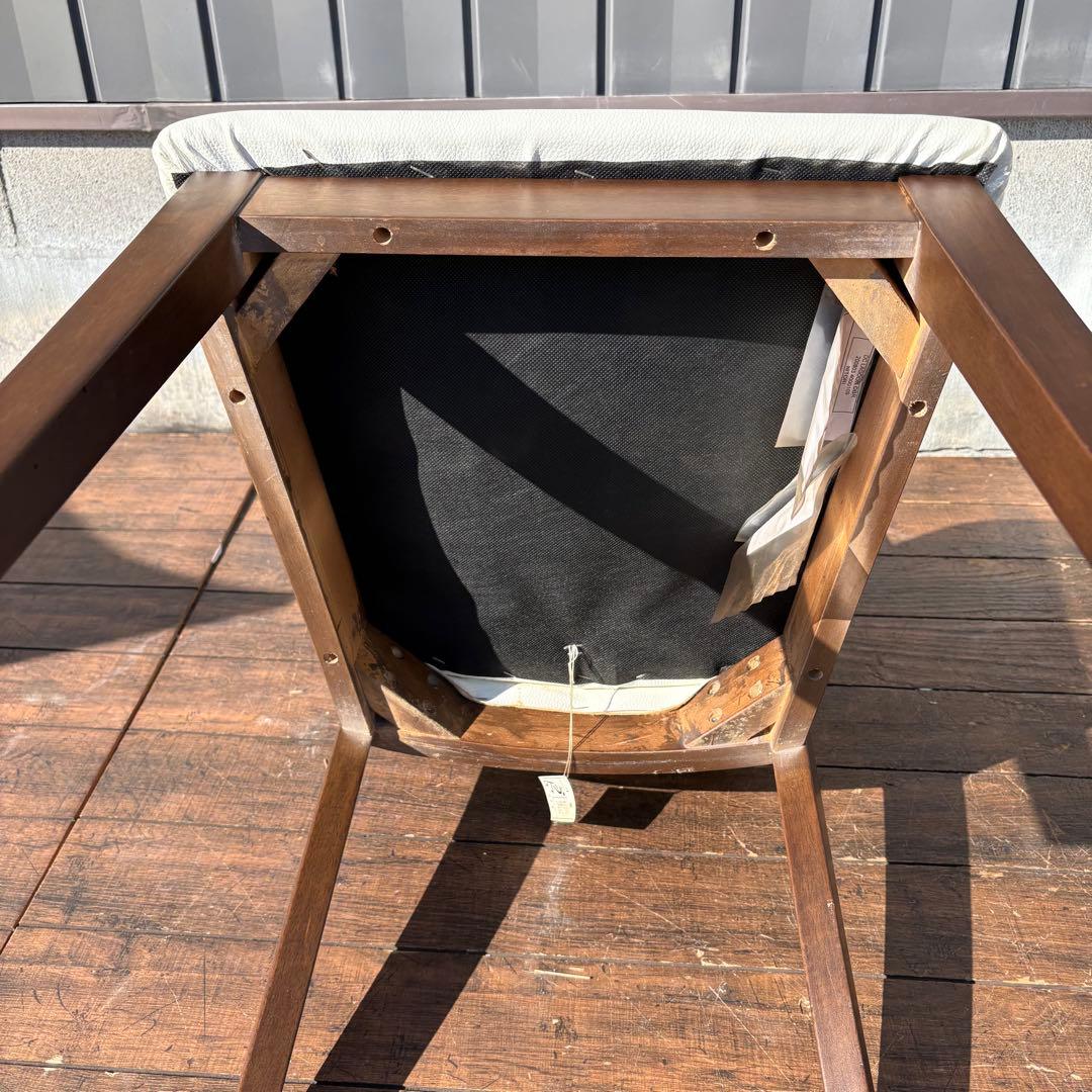 ②ニトリ ダイニングチェア DC LAGOON 合皮ホワイト×ブラウン 食卓椅子