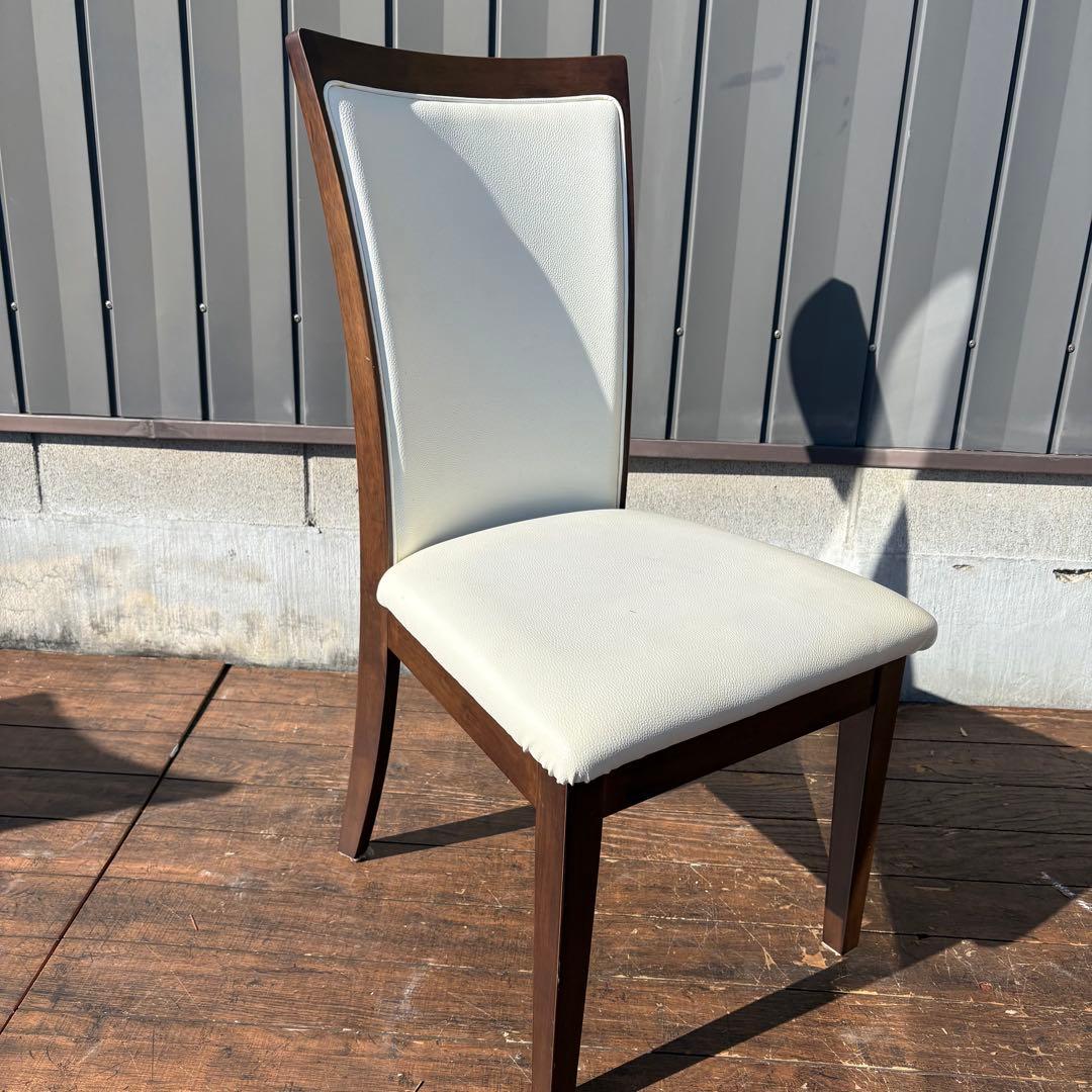 ②ニトリ ダイニングチェア DC LAGOON 合皮ホワイト×ブラウン 食卓椅子