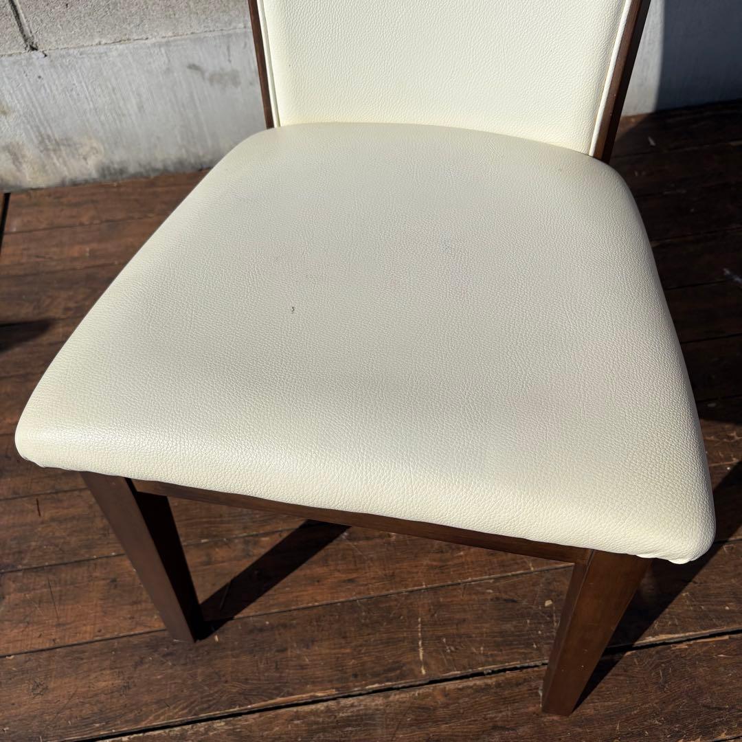 ②ニトリ ダイニングチェア DC LAGOON 合皮ホワイト×ブラウン 食卓椅子