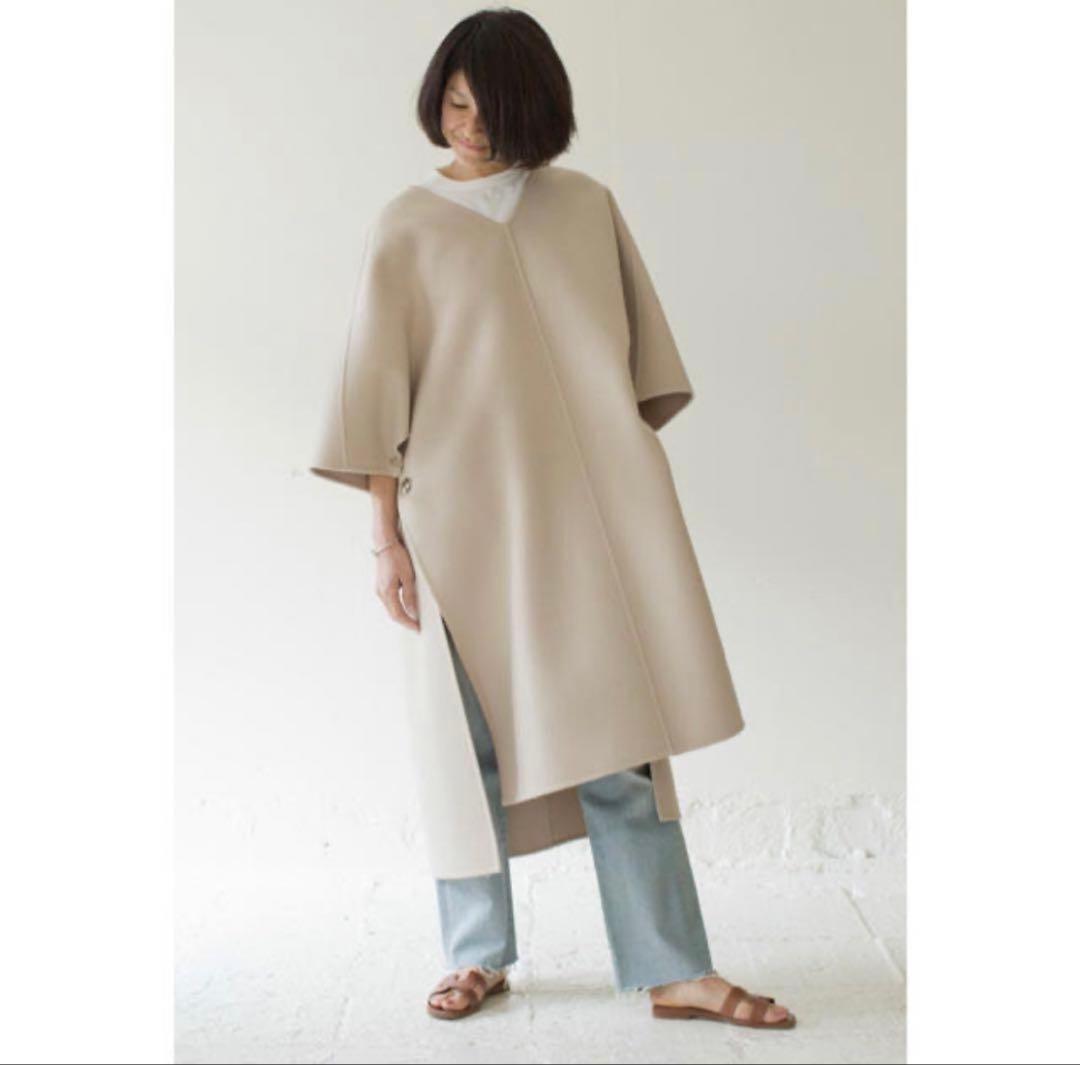美品✨マディソンブルー ウールカフタンポンチョコート ベージュ