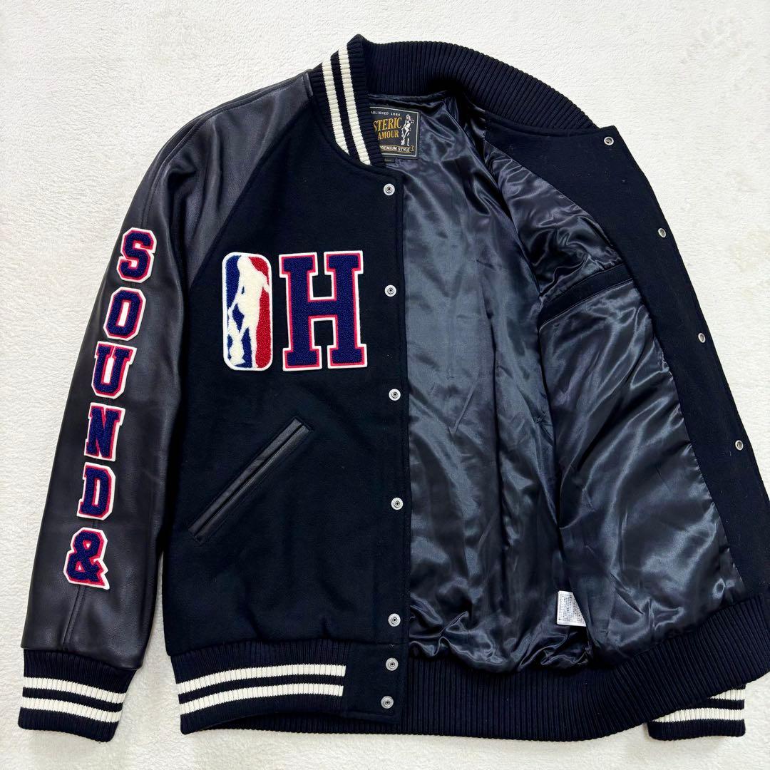 極美品 ヒステリックグラマー スタジャン アップリケ ロゴ ワッペン ブラック