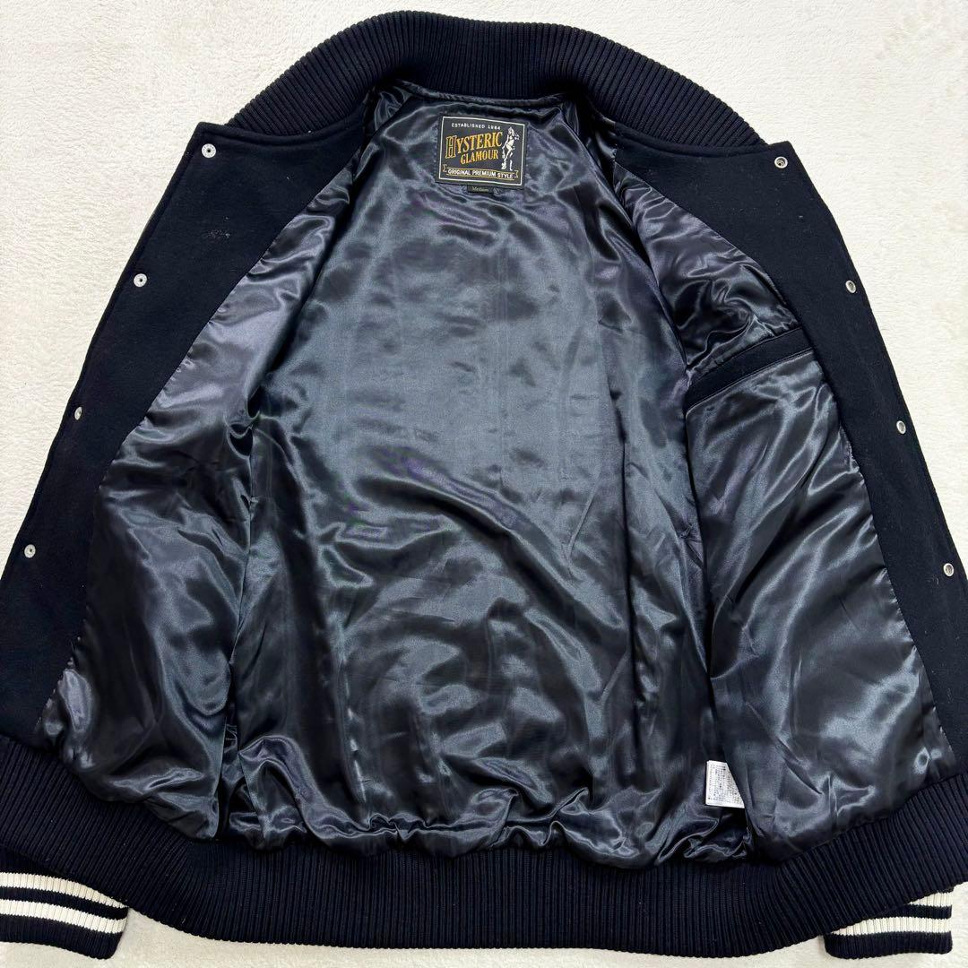 極美品 ヒステリックグラマー スタジャン アップリケ ロゴ ワッペン ブラック