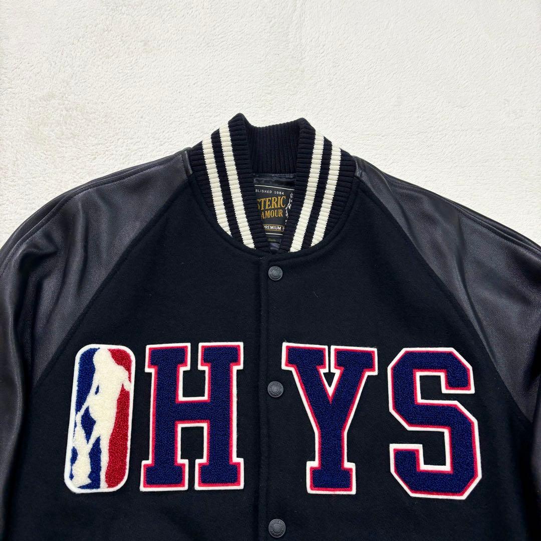 極美品 ヒステリックグラマー スタジャン アップリケ ロゴ ワッペン ブラック