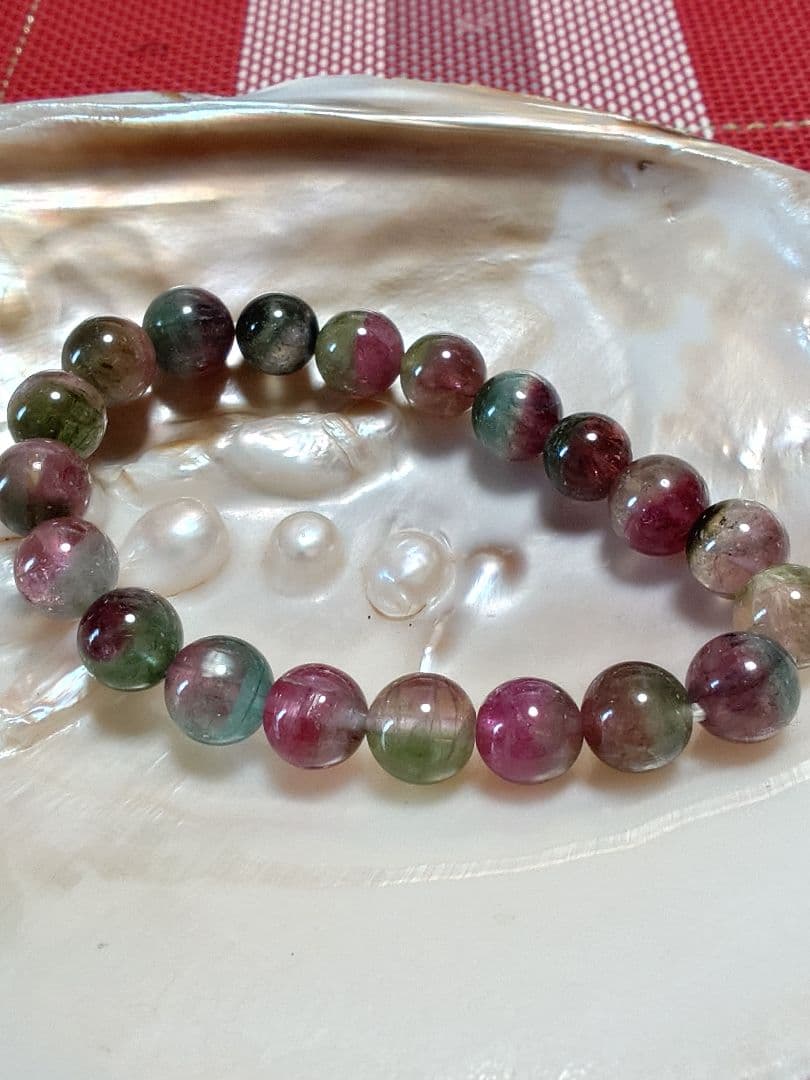 2*9様 天然ウォーターメロントルマリン　ブレスレット9mm