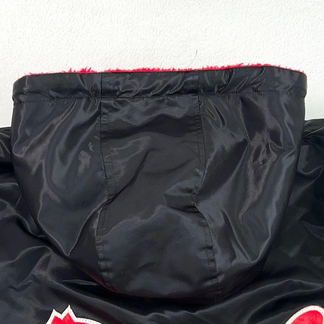 希少【PUMA】90sヒットユニオン製 ベンチコート デカロゴ ボア裏地 黒×赤