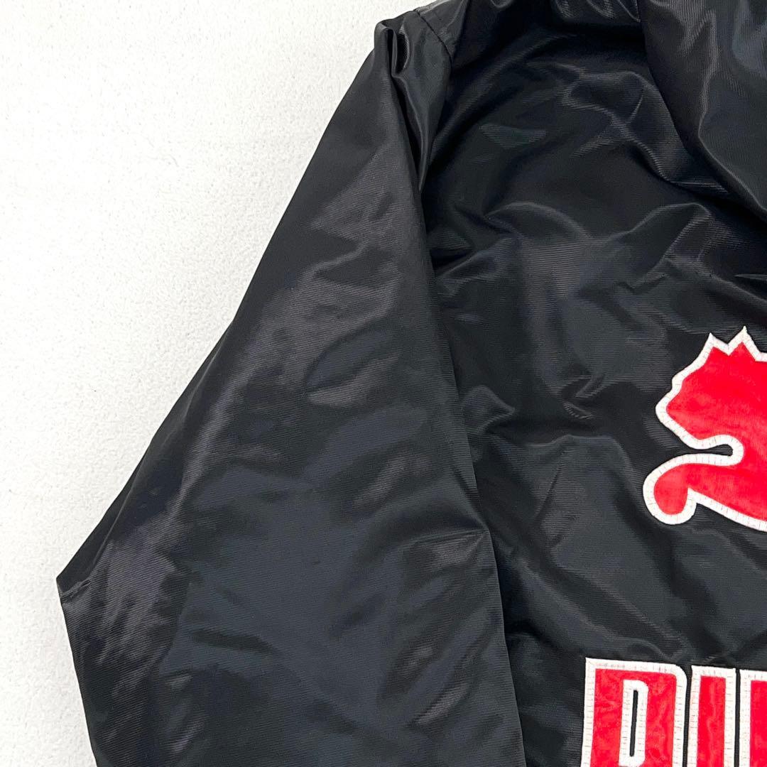 希少【PUMA】90sヒットユニオン製 ベンチコート デカロゴ ボア裏地 黒×赤