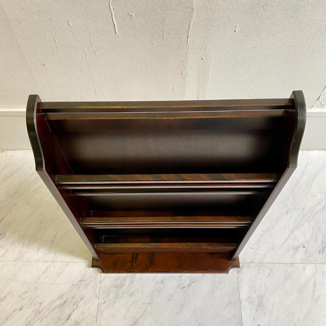 北海道民芸家具 木製ダークブラウンマガジンラック ラック 美品