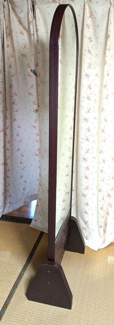 鎌倉彫　全身姿見　アーチ型スタンドミラー　カバー付き（ハンドメイド）