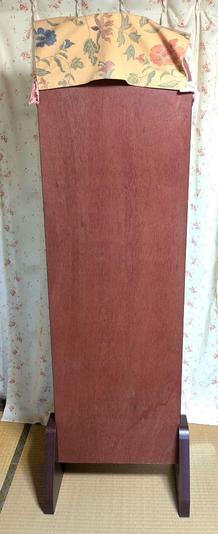 鎌倉彫　全身姿見　アーチ型スタンドミラー　カバー付き（ハンドメイド）