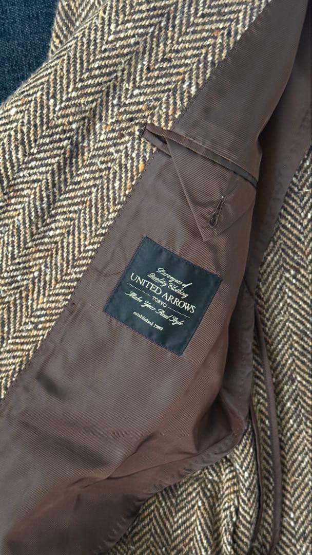 united arrows チェスターコート　ダブルコート　ツイード　Lサイズ