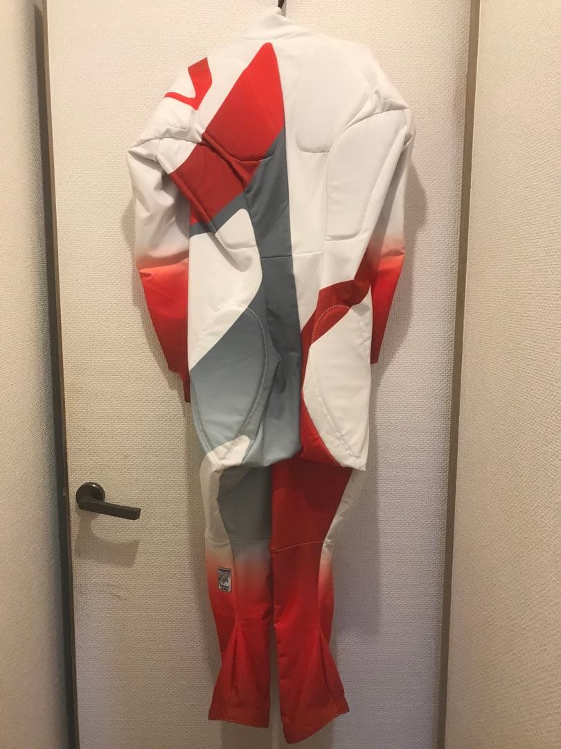 スキーレーシングスーツスーツ 競技用ワンピース ホワイト/レッド