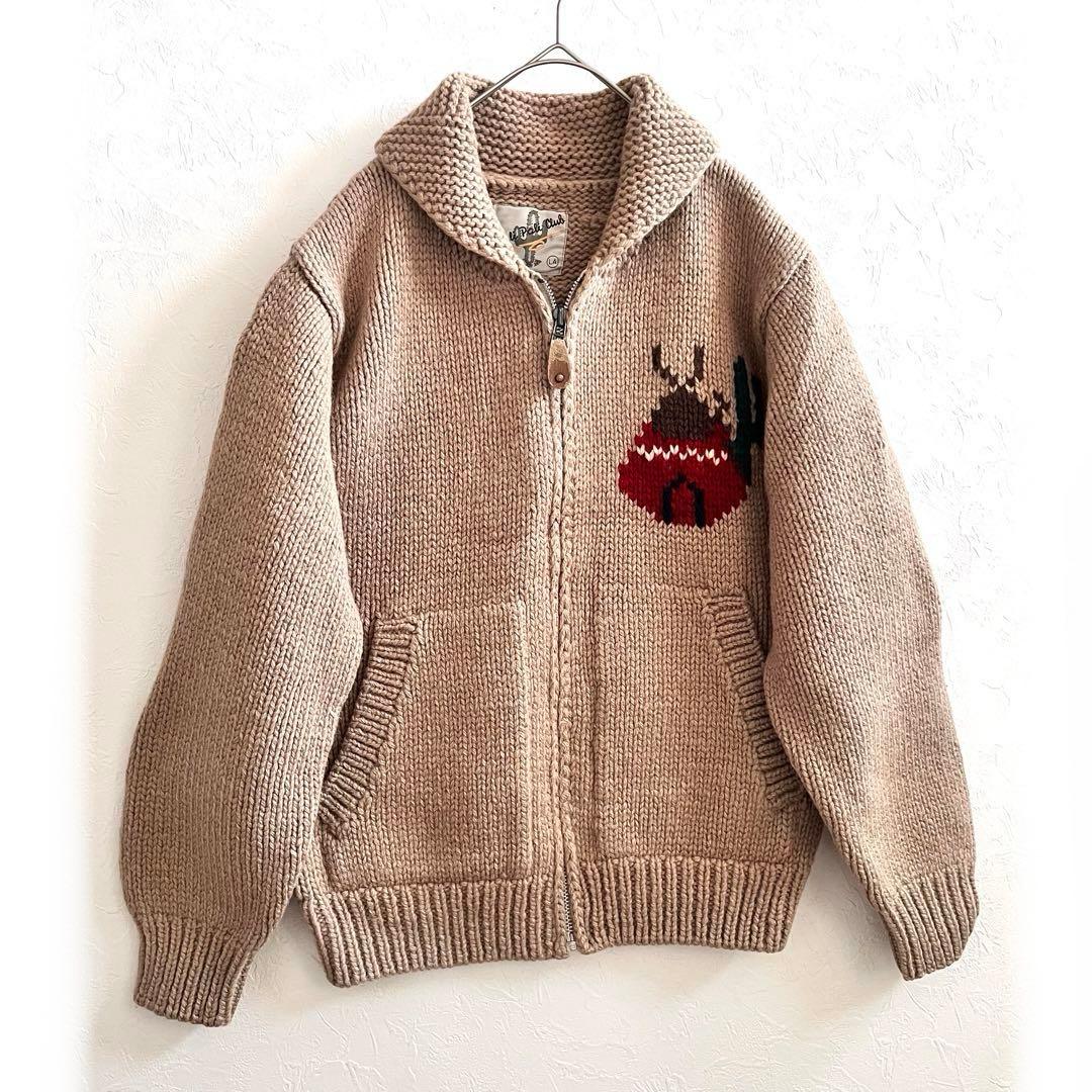 【希少】インディアン柄ウールカウチンセーター肉厚フルジップ90s vintage
