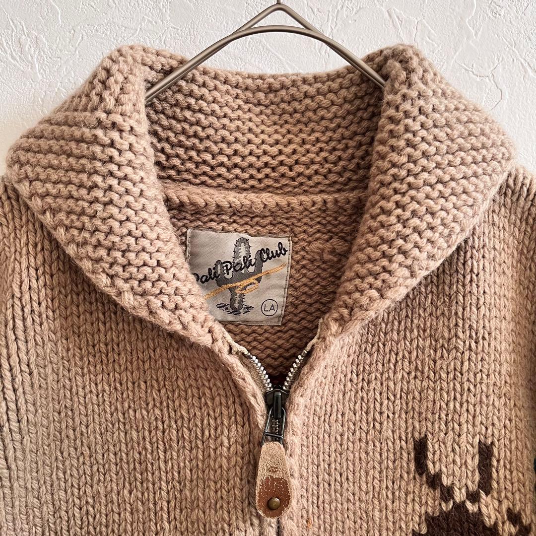 【希少】インディアン柄ウールカウチンセーター肉厚フルジップ90s vintage