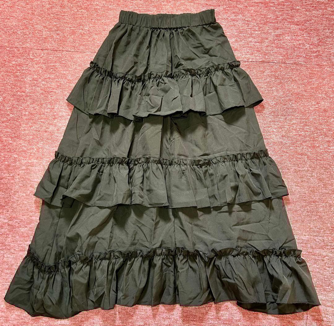 ROMWE】フリル付きブラックロングスカート☆Sサイズ - メルカリ