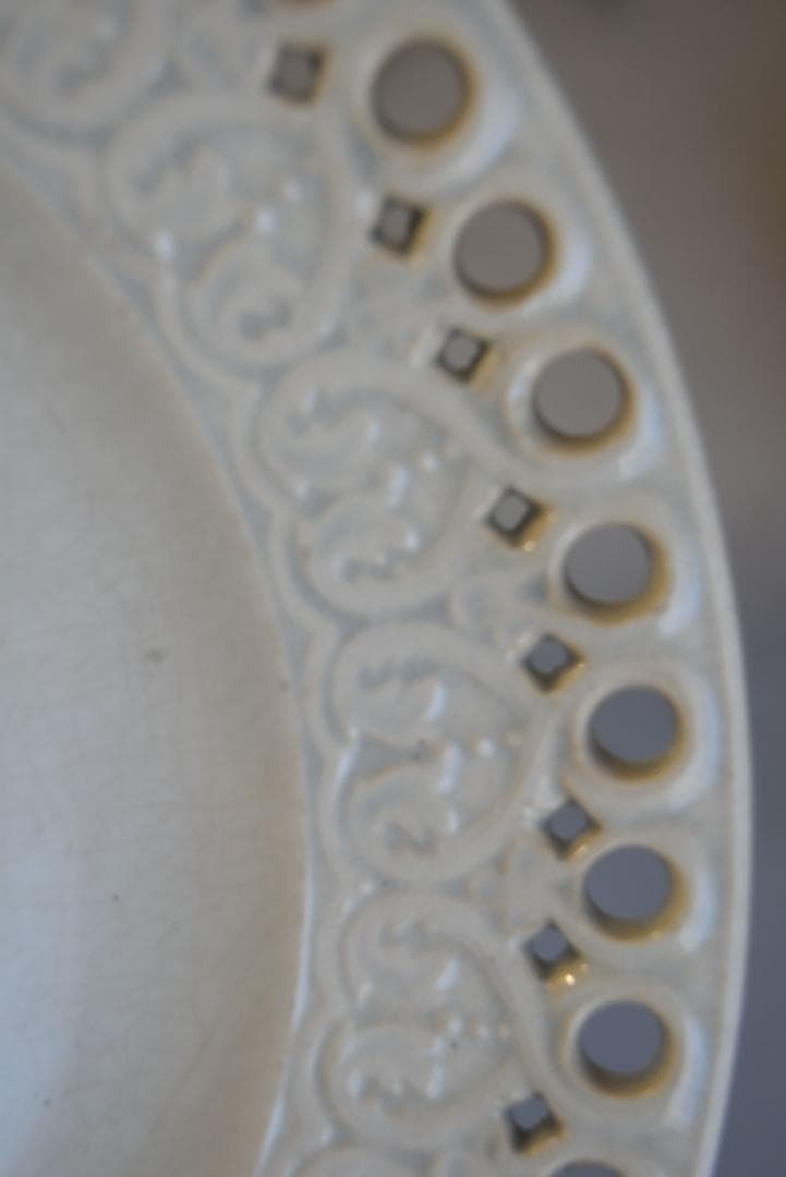 美品　19世紀クレイユモントロー（LM＆C）ハートとレース皿　アンティーク