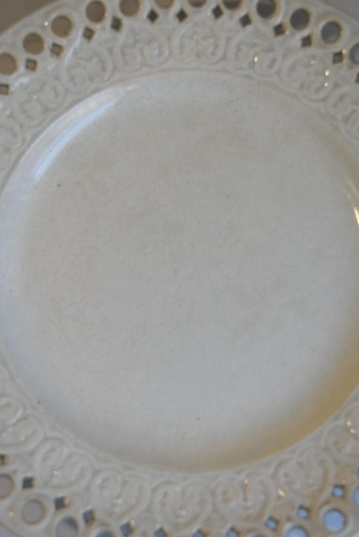 美品　19世紀クレイユモントロー（LM＆C）ハートとレース皿　アンティーク