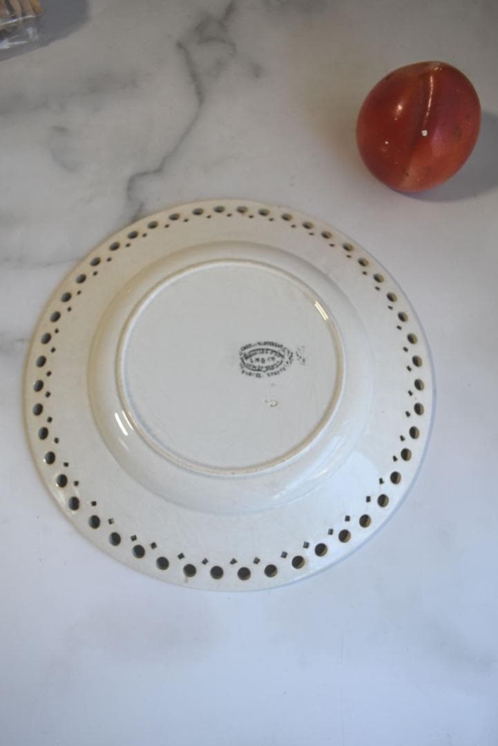 美品　19世紀クレイユモントロー（LM＆C）ハートとレース皿　アンティーク