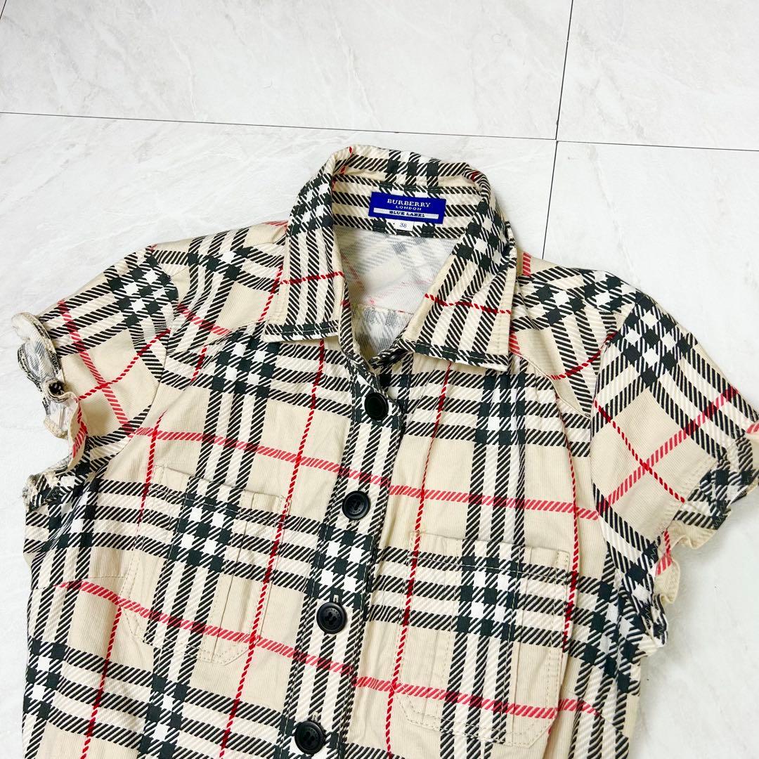 美品 38 バーバリーブルーレーベル ノバチェック シャツワンピース ベルト