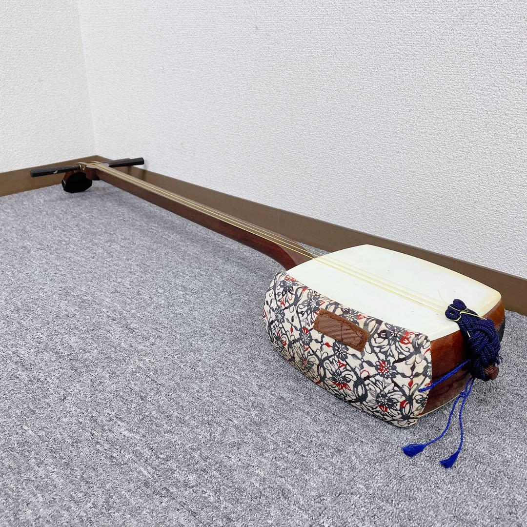 三味線 細棹 紫檀 犬皮 丸打胴 平溝 和楽器