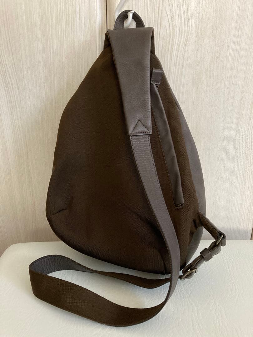 ダークブラウン レザー ナイロン バックパック
