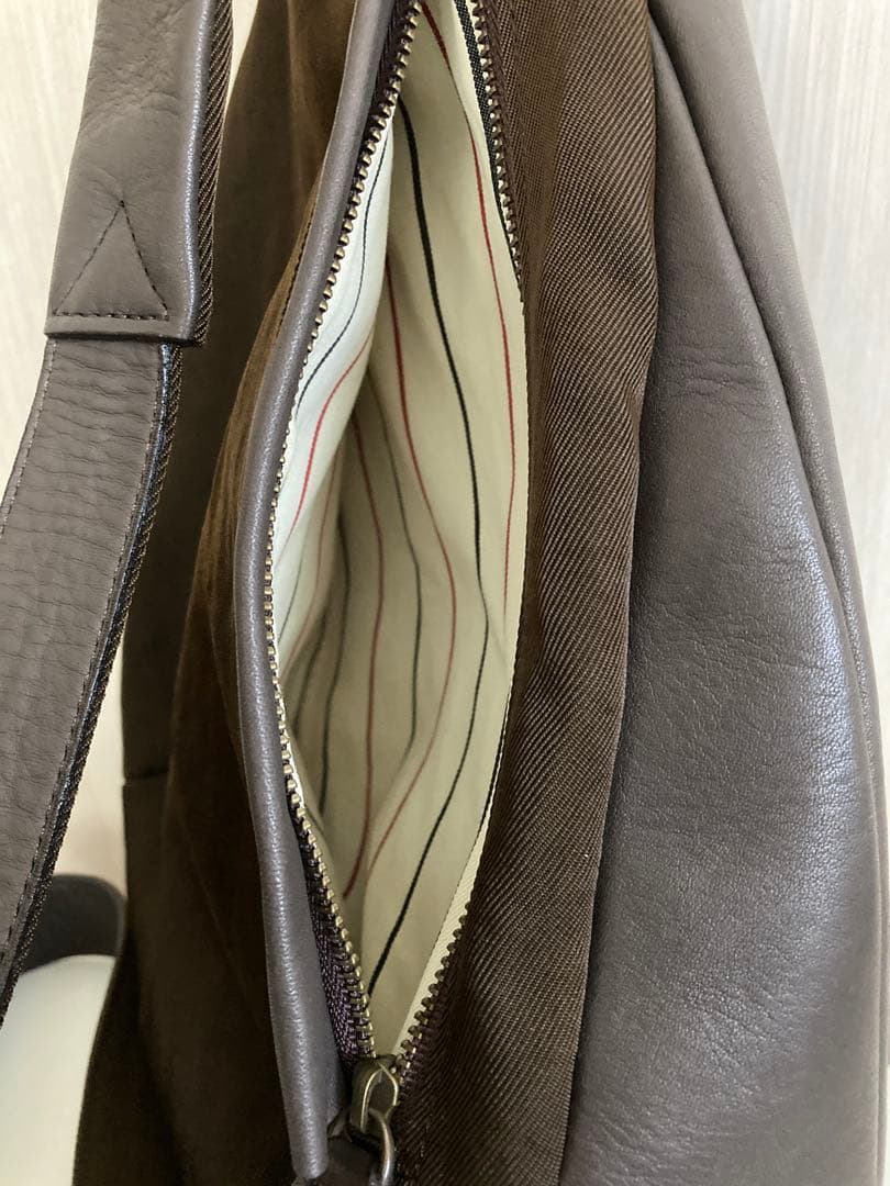 ダークブラウン レザー ナイロン バックパック