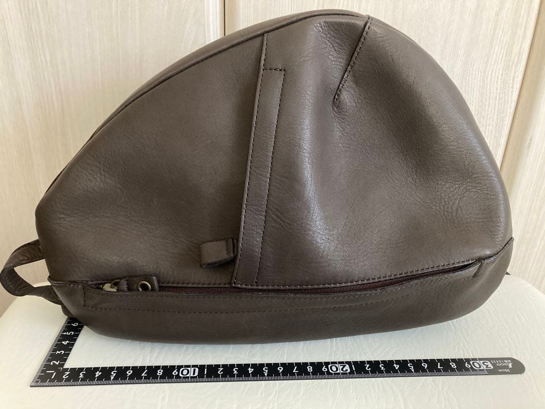 ダークブラウン レザー ナイロン バックパック