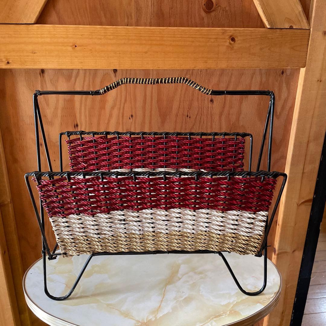 昭和レトロ ミッドセンチュリー マガジンラック ワイヤー - メルカリ