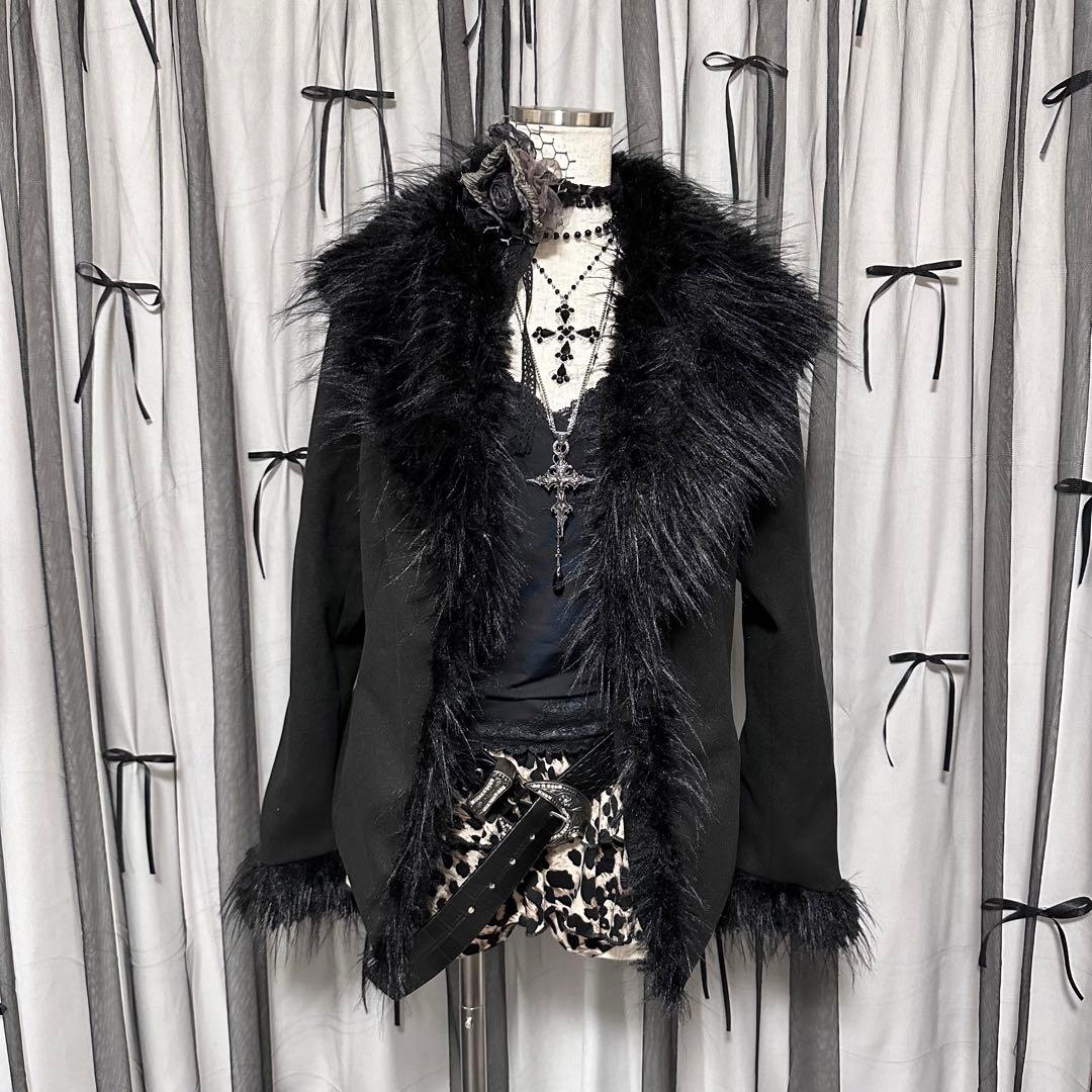 ダークコア ホラゲ服 ファー付きアウター フェアリーグランジ 平成