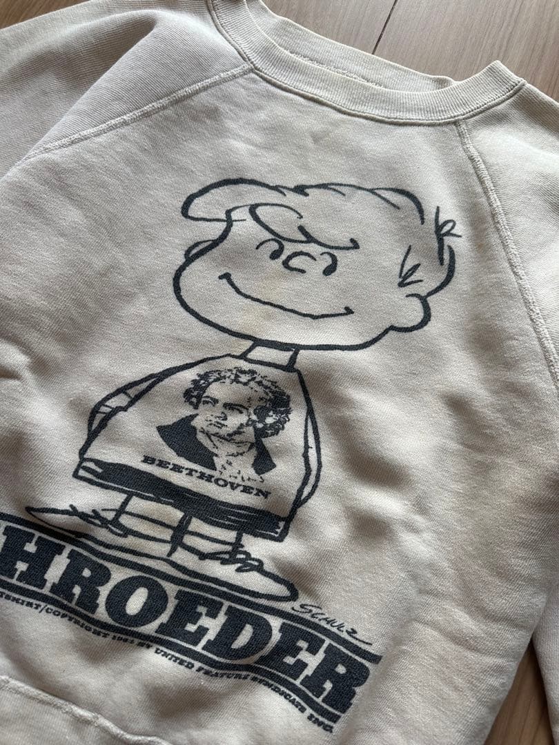 60s スプルース スヌーピー シュローダー スウェット ベージュ 両面