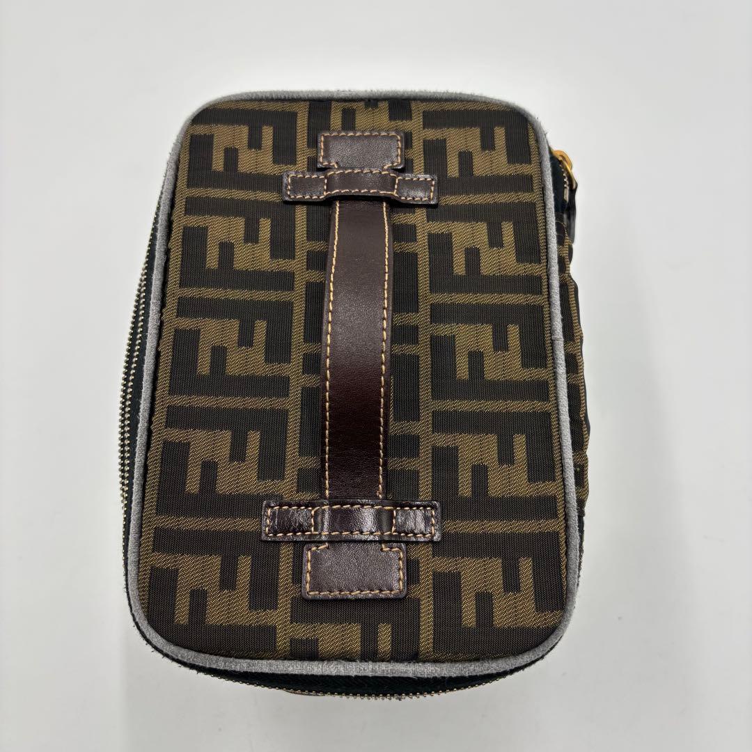 FENDIフェンディ ズッカ柄 バニティバッグ キャンバス ポーチ 折り畳み可