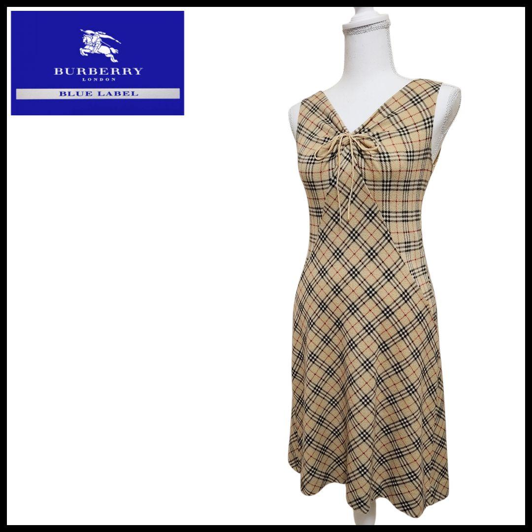 バーバリーブルーレーベル ノバチェック ストレッチ ノースリーブワンピース