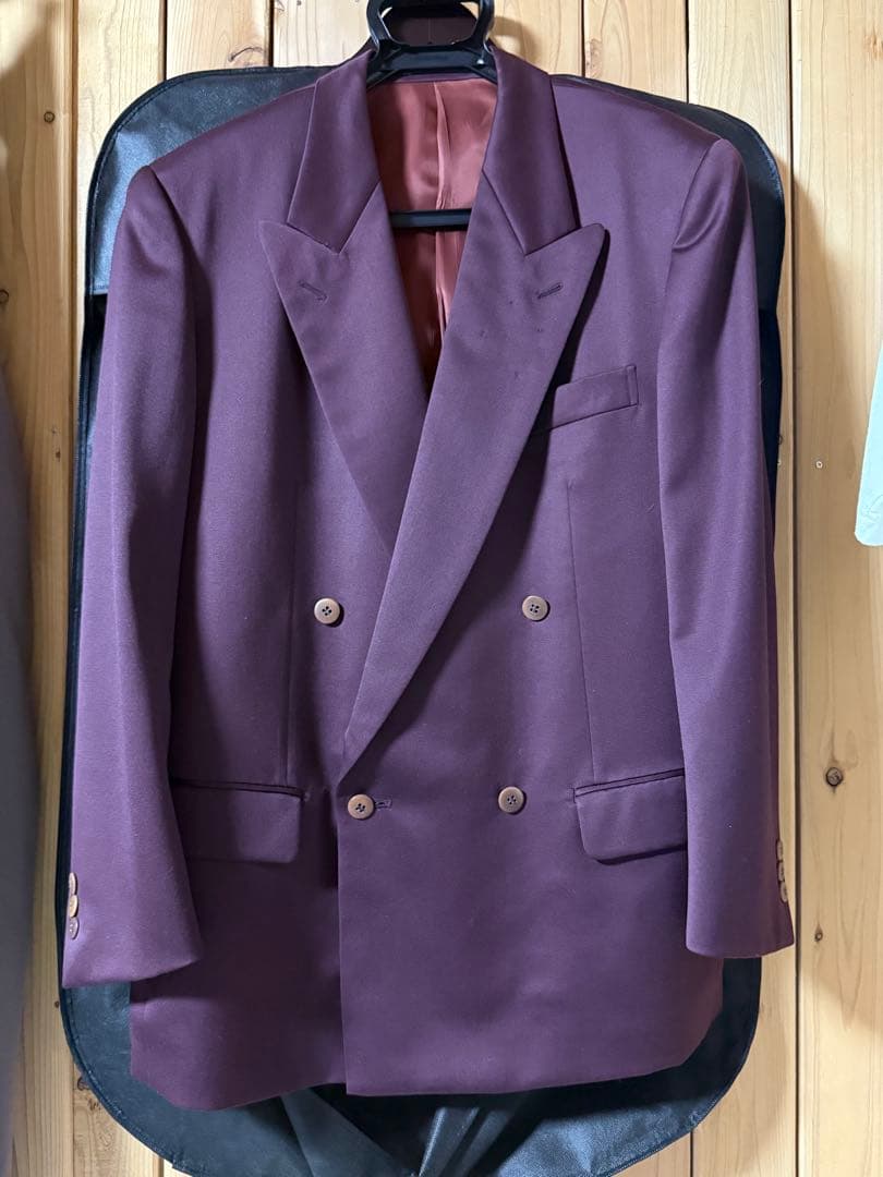 ダブル スーツ ワインレッド 90年代 古着 セットアップ