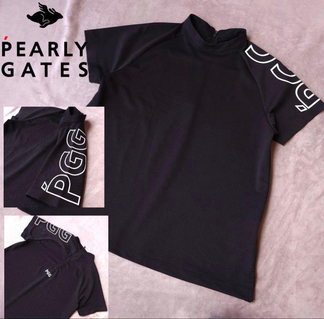 パーリーゲイツ2022年人気PGG×モックネック 半袖ゴルフシャツ 黒