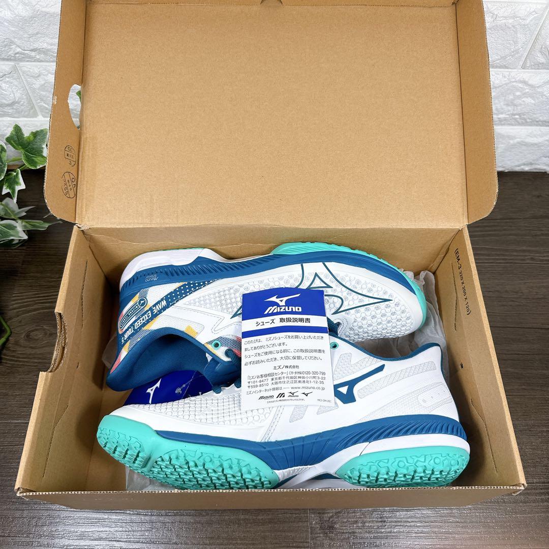 箱付き　ミズノ　テニスシューズ　25.5㎝　ウェーブエクシード　軽量　即日発送