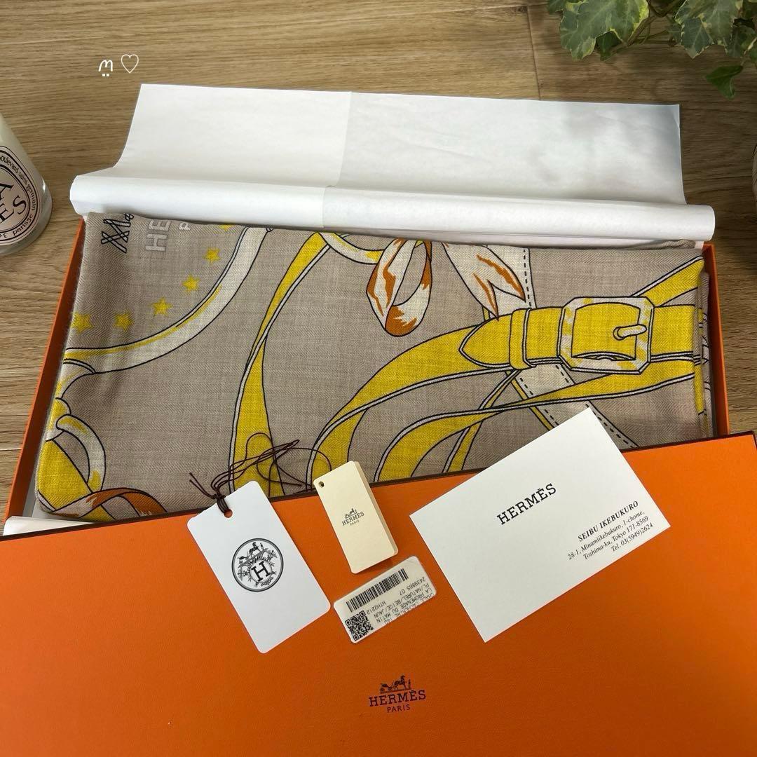 HERMESエルメス　カレジェアン　140　朝の散歩バンダナ　カシシル　ベージュ