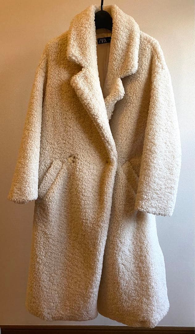 ZARA ザラ ボアロングコート もこもこ オフホワイト XSサイズ|mercari